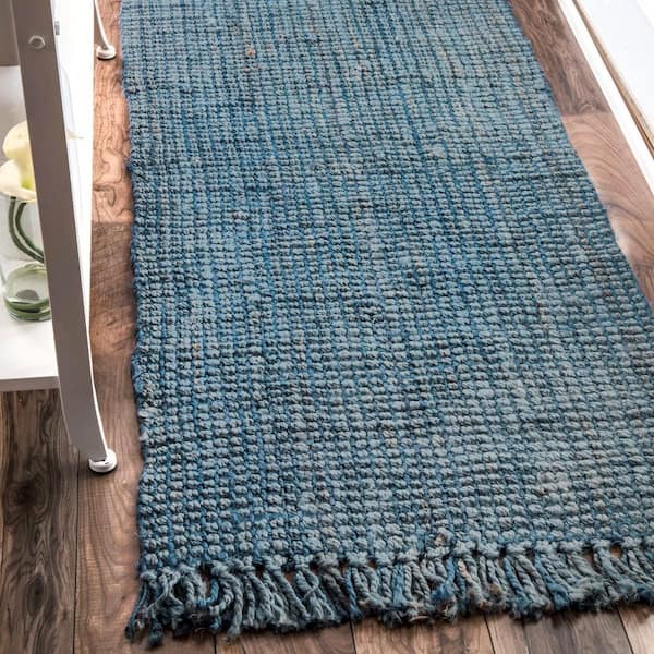 Natura Chunky Loop Jute Blue 3 ft. x 8 ft. Runner