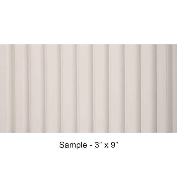 FROM PLAIN TO BEAUTIFUL IN HOURS Take Home Sample - Medium Slats 1/2 in. x 0.25 ft. x 0.75 ft. White Glue-Up Foam Wood Wall Panel(1-Piece/Pack)