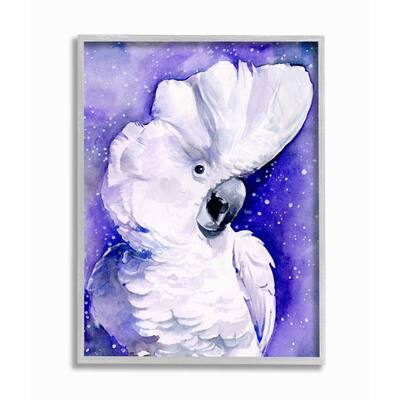 "Space Bird Watercolor Animal Purple Painting" by Jennifer Paxton Parker Framed Abstract Wall Art 14 in. x 11 in.