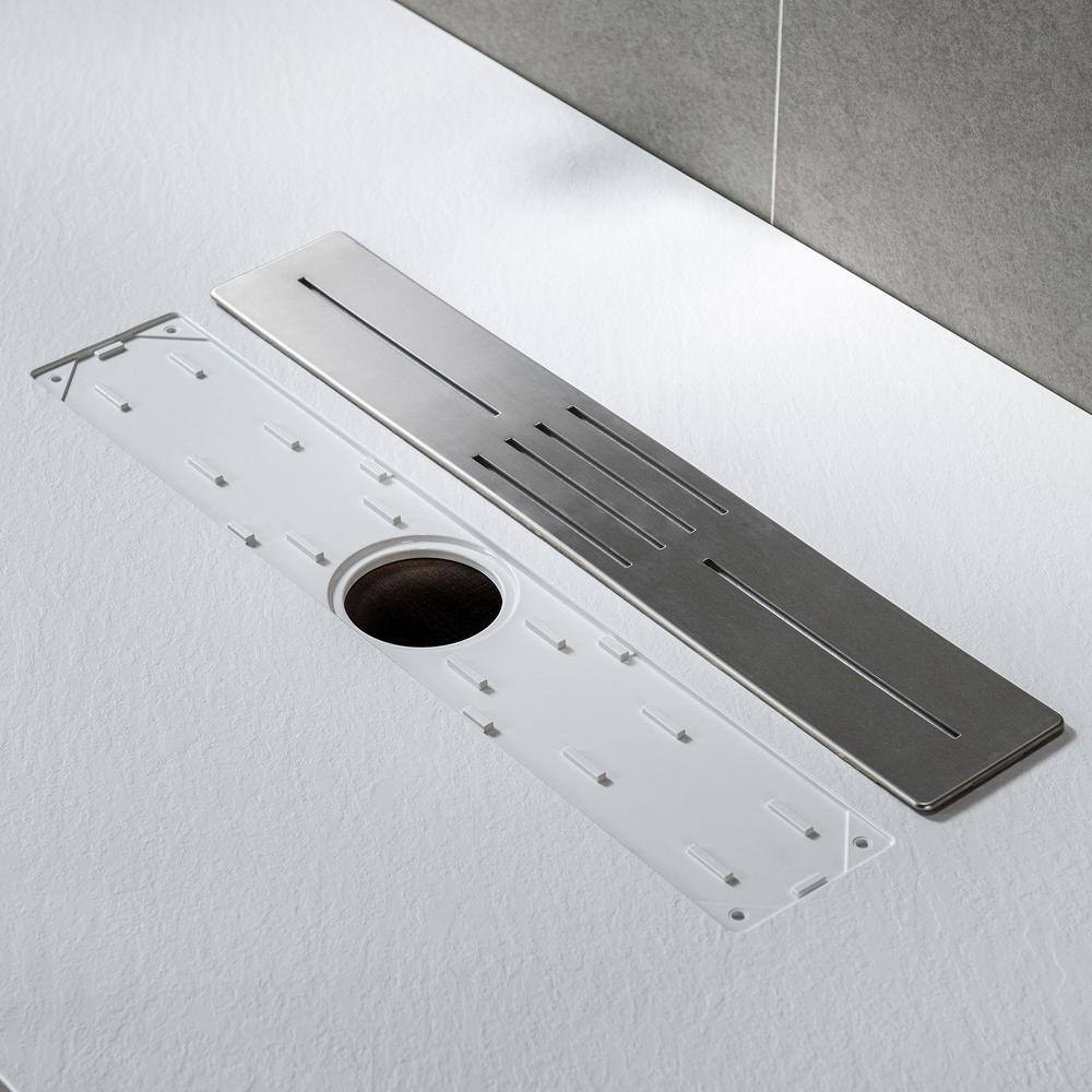White Low-Profile Rectangular Shower Base with Center Drain