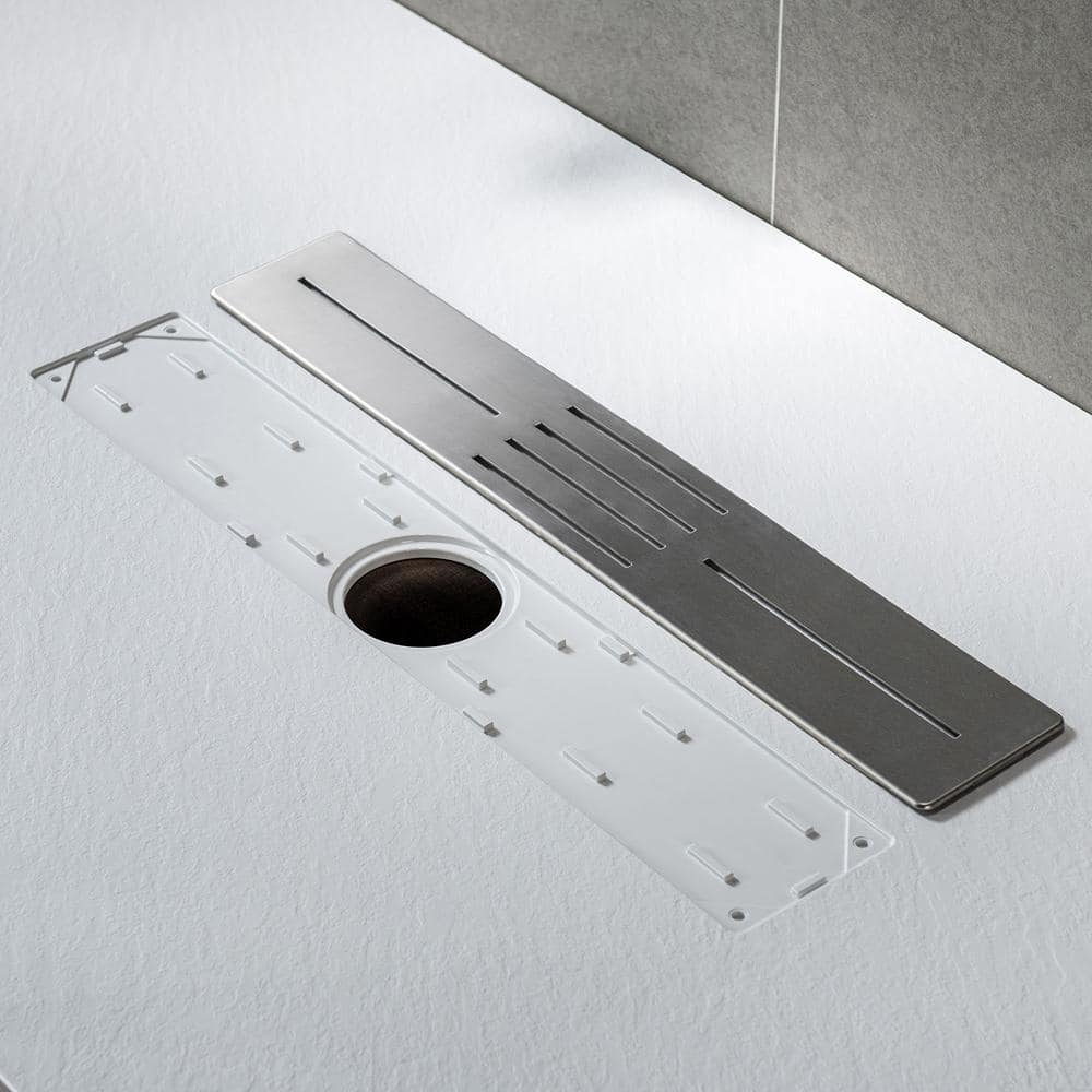 White Solid Surface Low-Profile Curbless Shower Base 60 x 36