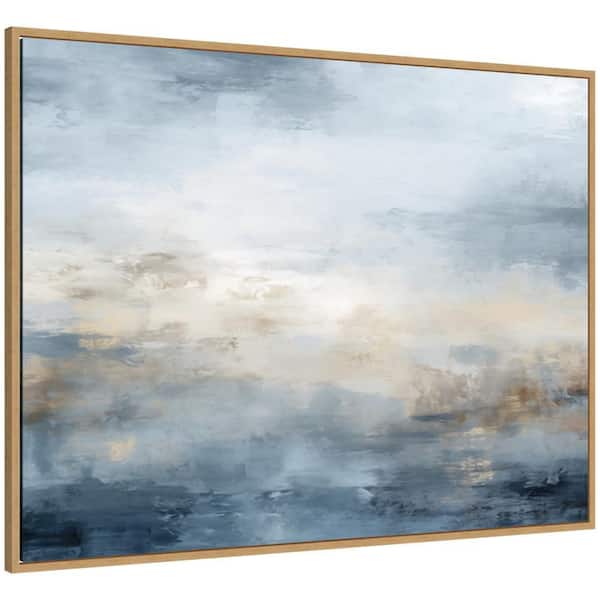 Sylvie "Oceanic Serenity Blue Abstract" by The Creative Bunch Studio Beach Framed Canvas Art Print 32 in. x 42 in.