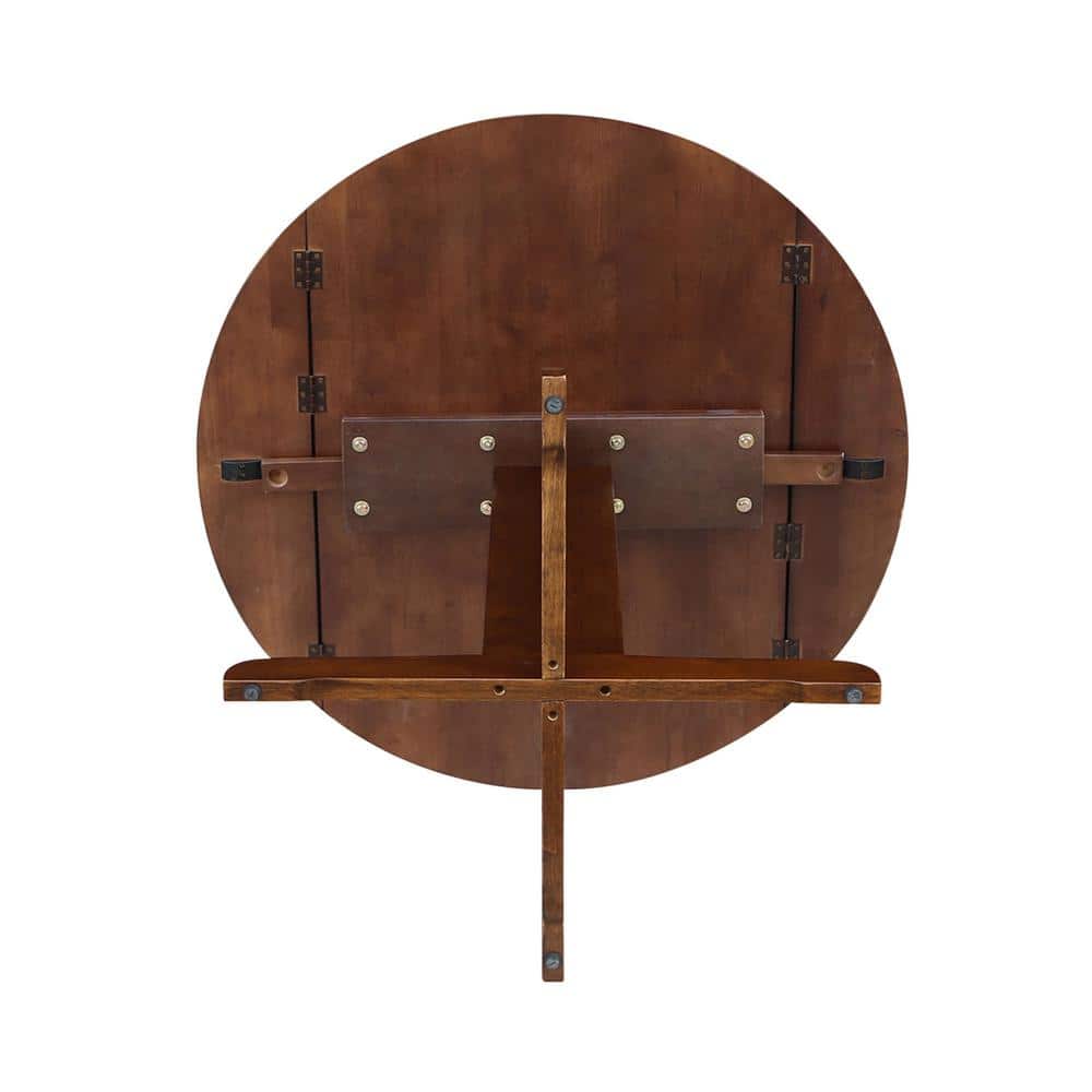 Transitional Round Wood Extendable Dining Table in Espresso