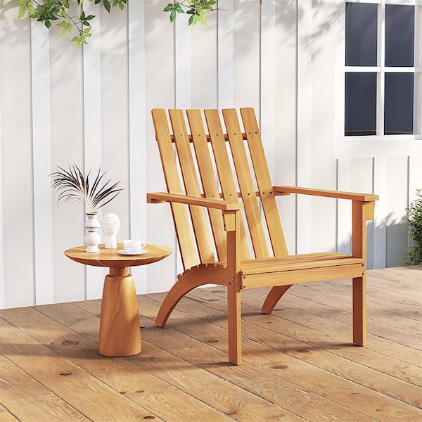HONEY JOY Outdoor Adirondack Chair Solid Acacia Wood Fire Pit