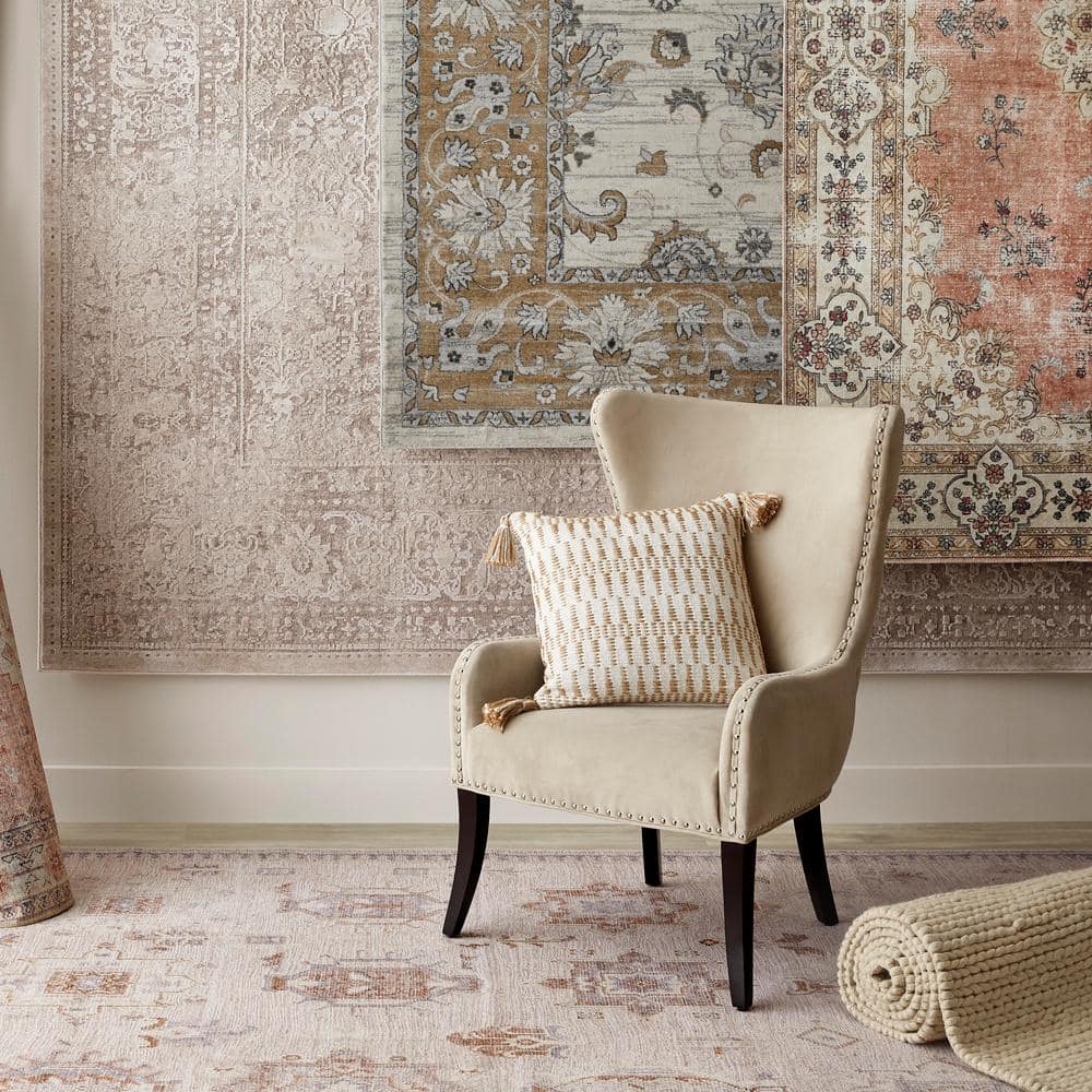Isabella 8' x 10' Cream Beige Synthetic Area Rug