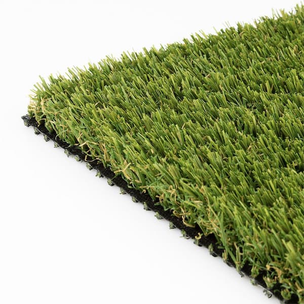Unbranded 15 ft. W x Cut to Length Green and Tan Quick Draining Artificial Grass Turf