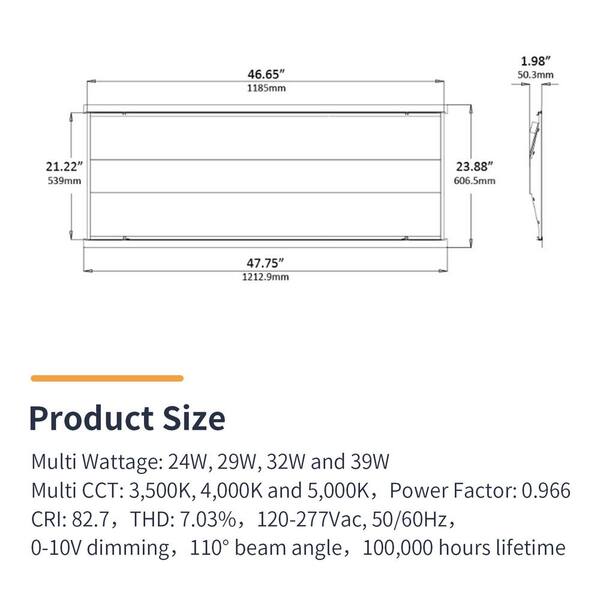 LEDone 2 ft. x 4 ft. 29-Watt Equivalent Integrated LED White Retrofit and Troffer, 5000K (1-Pack)