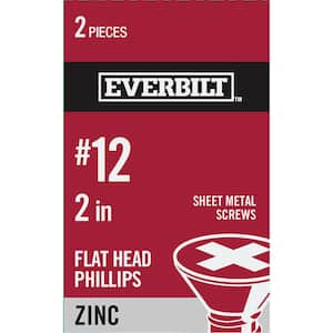 #12 x 2 in. Phillips Flat-Head Sheet Metal Screws (2 Per Pack)