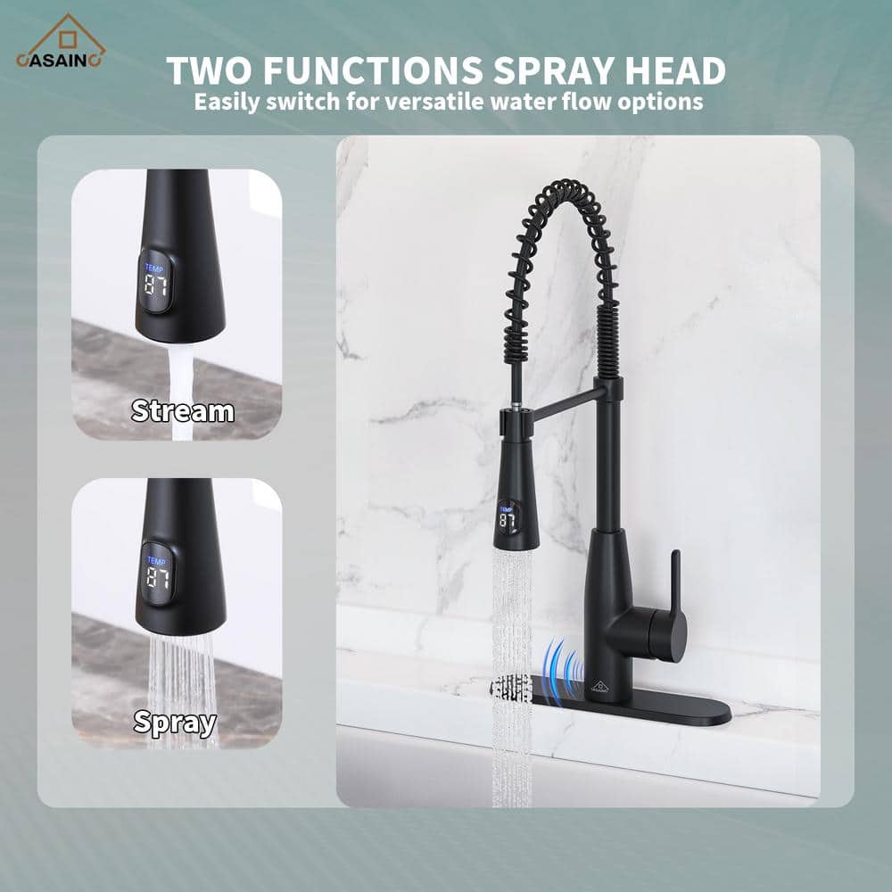 Matte Black Stainless Steel Pull Down Sprayer Kitchen Faucet