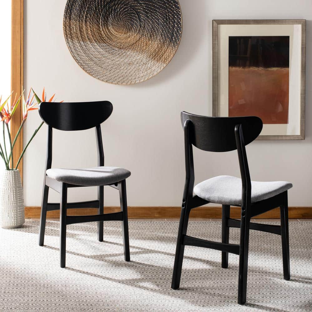 Lucca Black Wood Side Chair with Grey Cushion