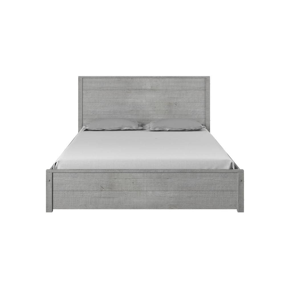 Hampton Driftwood King Size Pine Wood Bed with Headboard