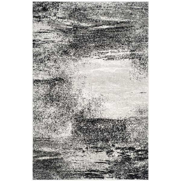 Adirondack 6 ft. x 8 ft. Silver/Multi Solid Color Distressed Area Rug