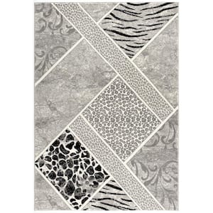 Montage Grey 7 ft. 9 in. x 10 ft. 9 in. Modern Abstract Runner Area Rug