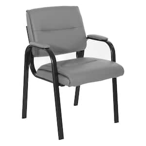 Faux Leather Upholstered Guest Chair in Charcoal Grey with Black Finish Frame