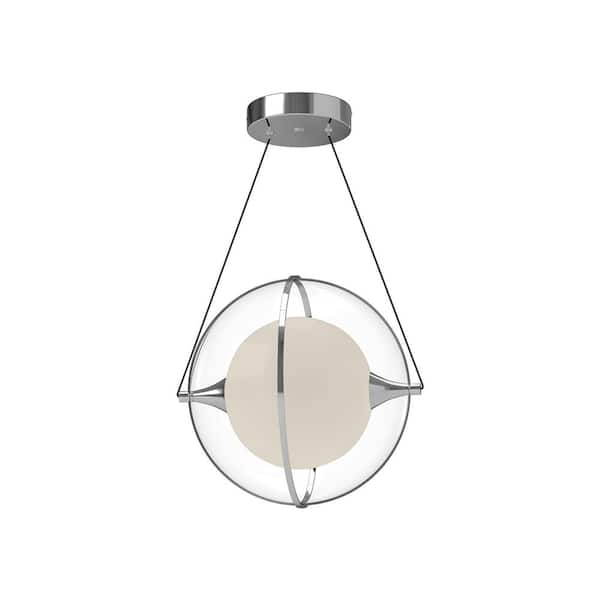 KUZCO Aries 12 in. 1 Light 15-Watt Chrome Integrated LED Pendant Light