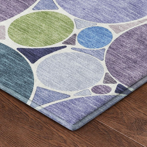 Mayfield Premium Machine Washable Abstract AMF2516 Plum 2 ft. x 7 ft. Runner Rug