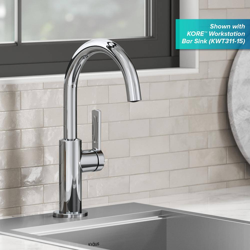 Chrome Single Handle Kitchen Bar Faucet with Pull-out Spray