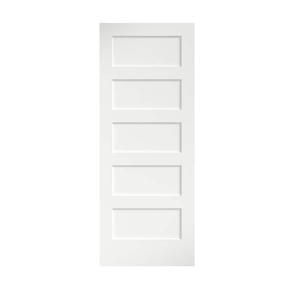 eightdoors 32 in. x 80 in. x 1-3/8 in. Shaker White Primed 5-Panel Solid Core Wood Interior Slab Door
