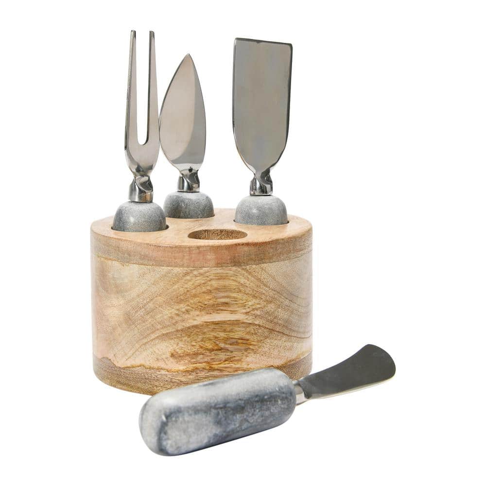 Creative Co-Op DF4998 Mango Wood Stand w/Cheese Spreaders