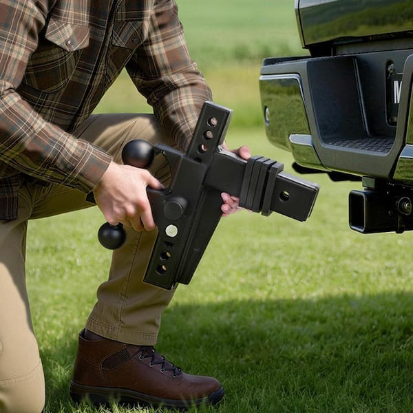 Adjustable Trailer Hitch for 2.5 in. Receiver Includes 2 in. and 2-5/16 in. Balls 21000 lbs. Capacity, 9 in. Drop, Black