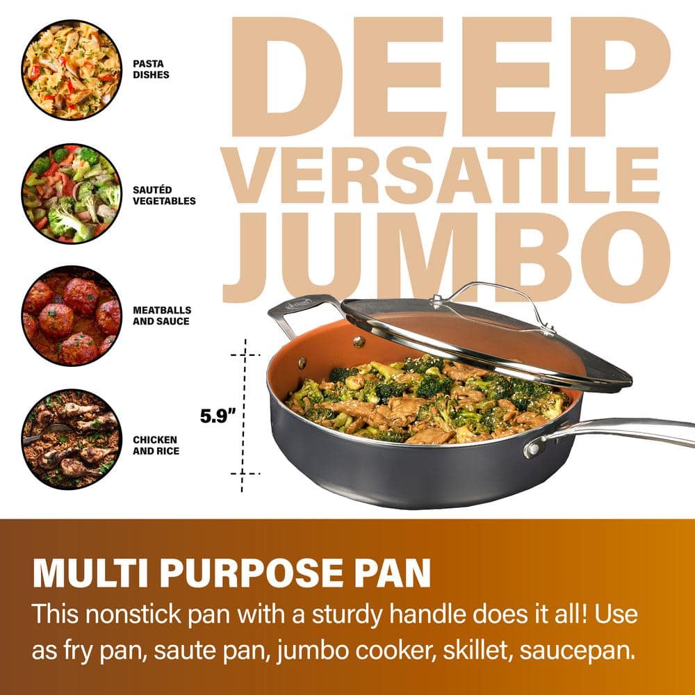 Gotham Steel 5.5 Quart Copper Nonstick Sauté Pan with Glass Lid