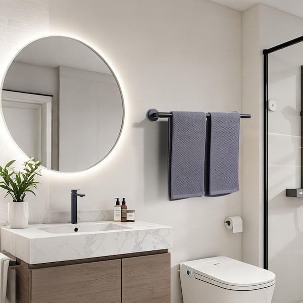 20 in. Wall Mounted Single Towel Bar in Matte Black