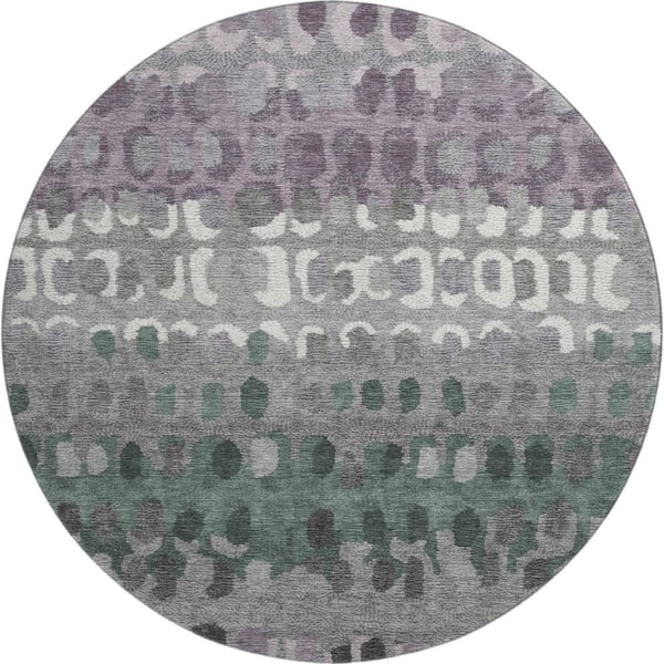Mayfield Premium Machine Washable Abstract AMF2529 Plum 8 ft. x 8 ft. Round Rug