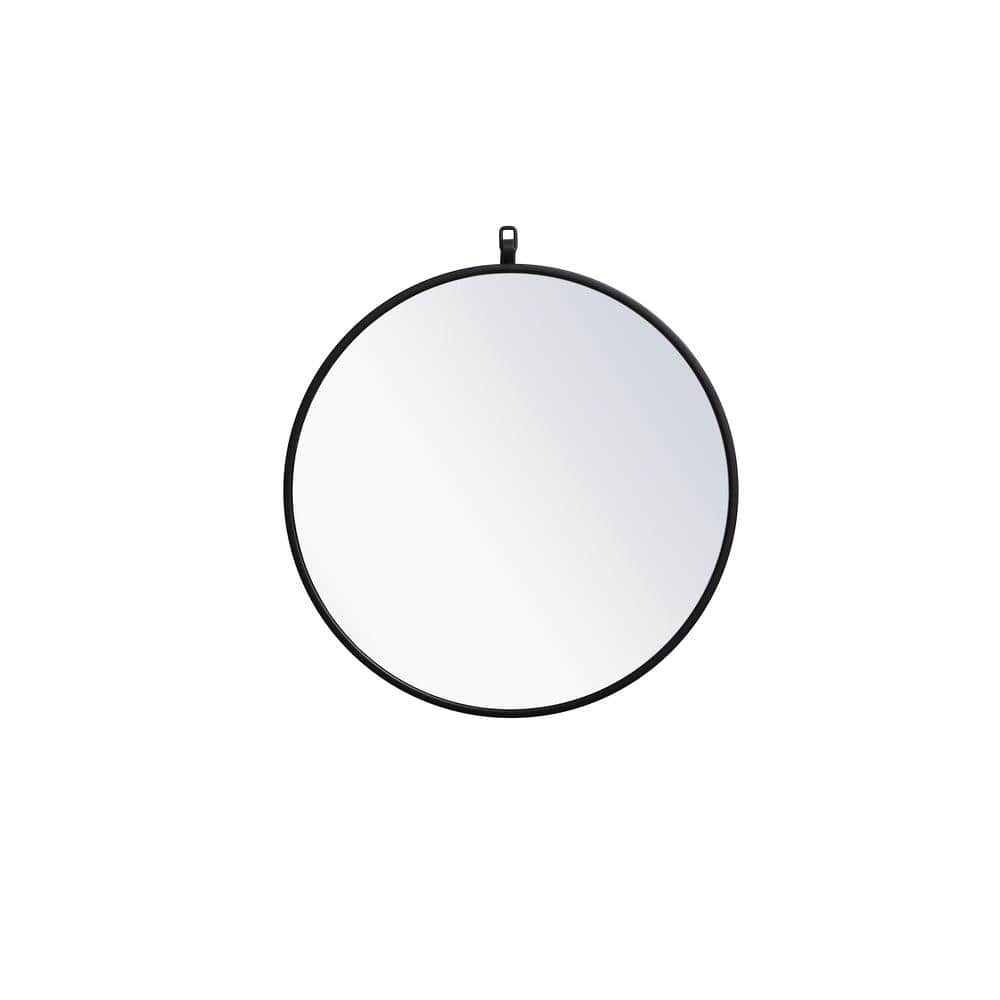 Medium Round Black Modern Mirror (21 in. H x 21 in. W)