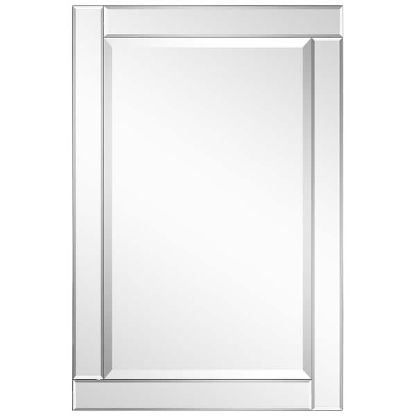 Medium Rectangle Clear Beveled Glass Contemporary Mirror (36 in. H x 24 in. W)