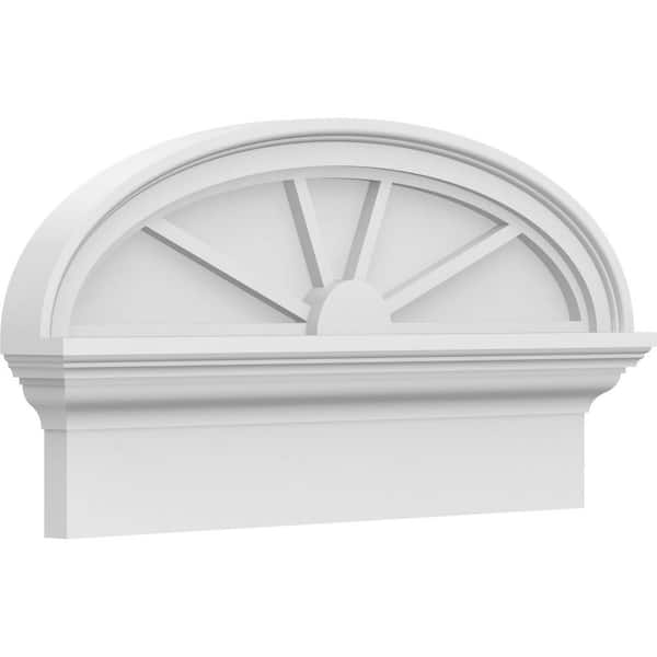 Ekena Millwork 2-3/4 in. x 24 in. x 12-7/8 in. Elliptical 4-Spoke Architectural Grade PVC Combination Pediment Moulding