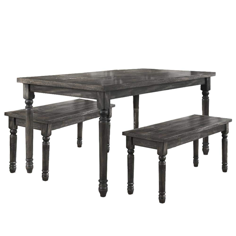 Demi 3-Piece Weathered Gray Wood Dinette Set Seats 4 -  Best Master Furniture, DEMI3