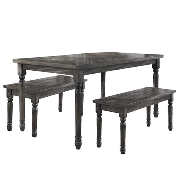 Best Master Furniture Demi 3-Piece Weathered Gray Wood Dinette Set Seats 4