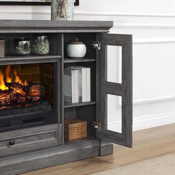 Whalen 65 in. Fireplace Freestanding Console-Dark and Medium Brown