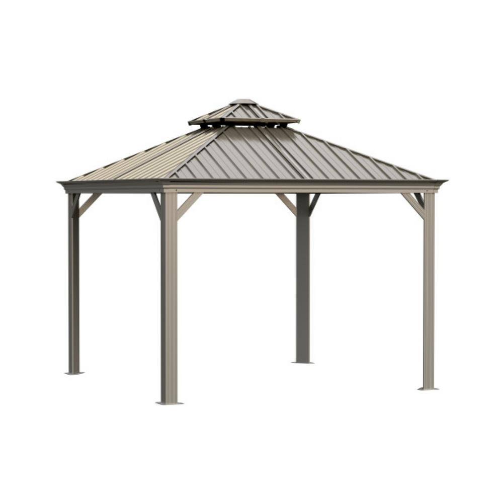 Monaco Champagne 10 ft. x 10 ft. Aluminum and Steel Gazebo