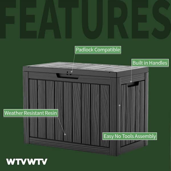 45 Gal. Outdoor Waterproof Resin Storage Deck Box, Lockable Large Capacity Deck Storage Bench for Garden or Patio
