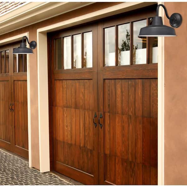 Academy 1-Light Textured Black Outdoor Integrated Wall Lantern Sconce
