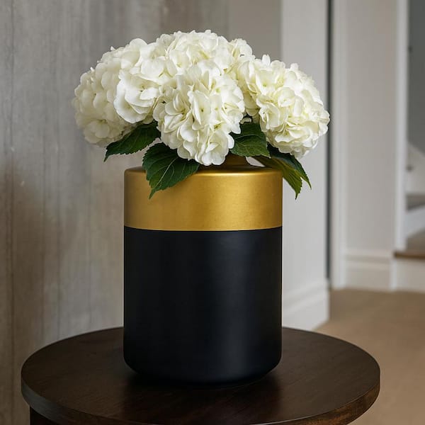 8 in. Black/Gold Ceramic Vase