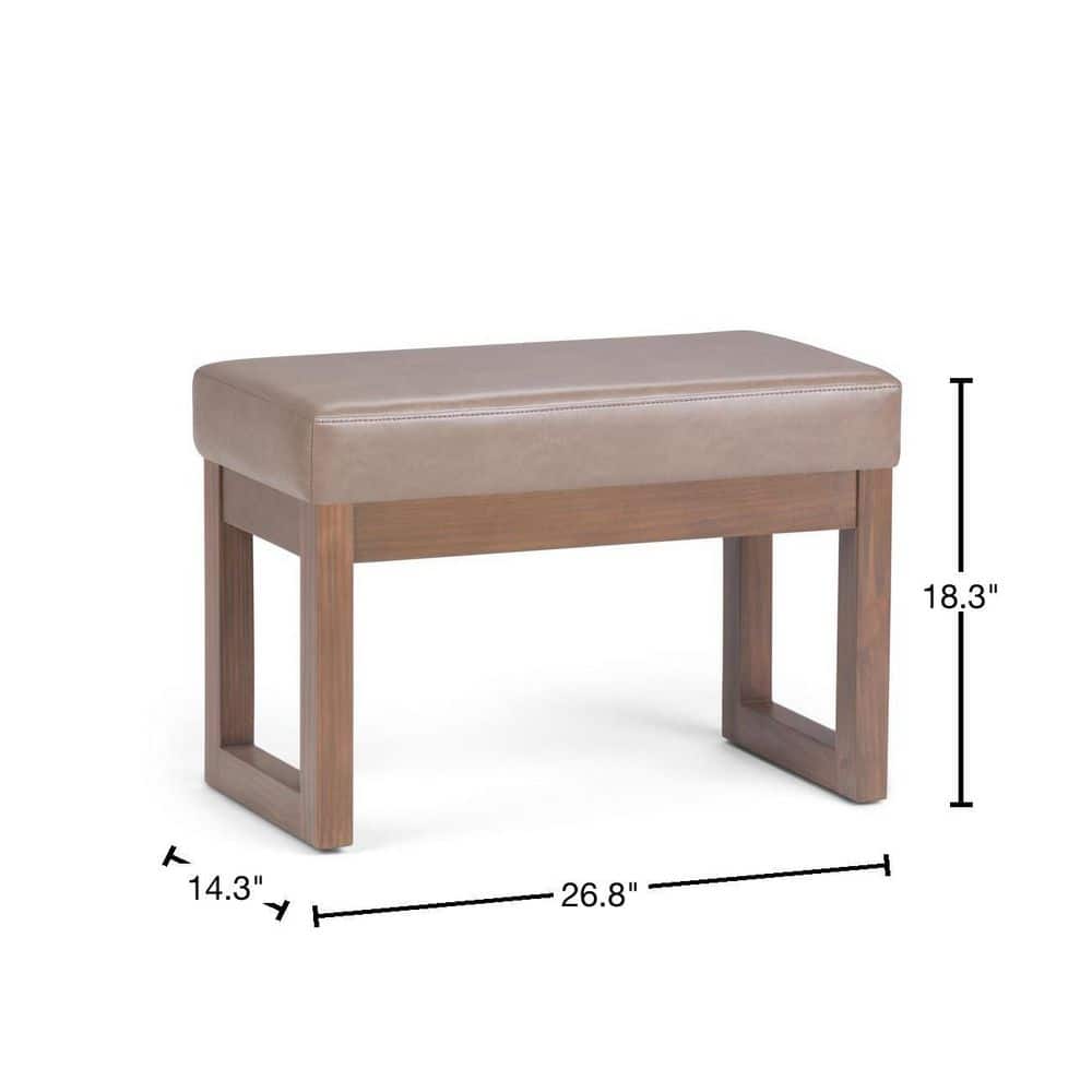 Modern Driftwood Wood Entryway Bench Ottoman - 26" Wide