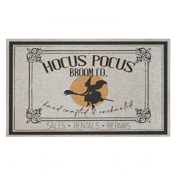 Halloween Vintage Broom Co Black 18 in. x 30 in. Polyester Non-Slip Outdoor Door Mat