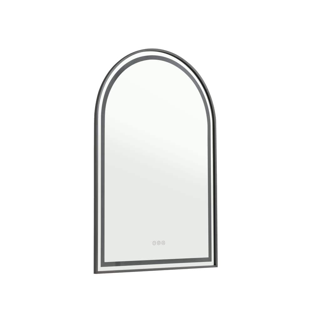 39 in. W x 26 in. H Arched Rectangular Framed LED Anti-Fog Dimmable Wall Mo