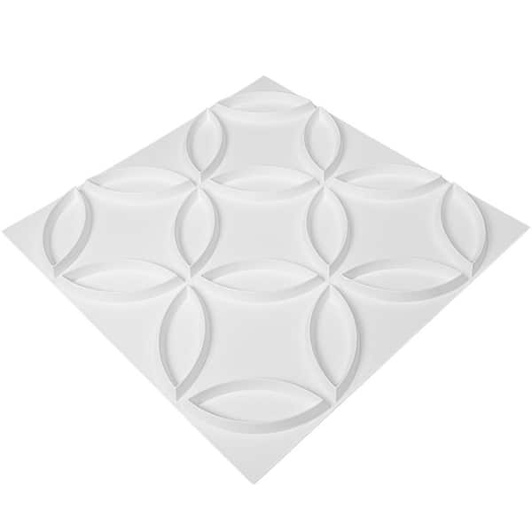 Art3d PVC 3D Wall Panel Interlocked Circles in Matt White Cover 32 Sq.ft,  for Interior Ceiling and Wall Decor for Residential or Commerical