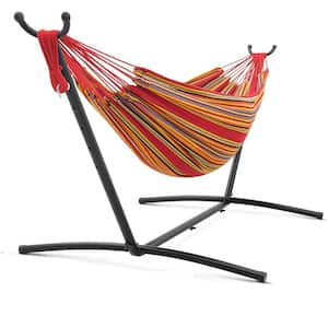 10 ft. 2-Person Cotton Hammock with Stand and Carry Bag