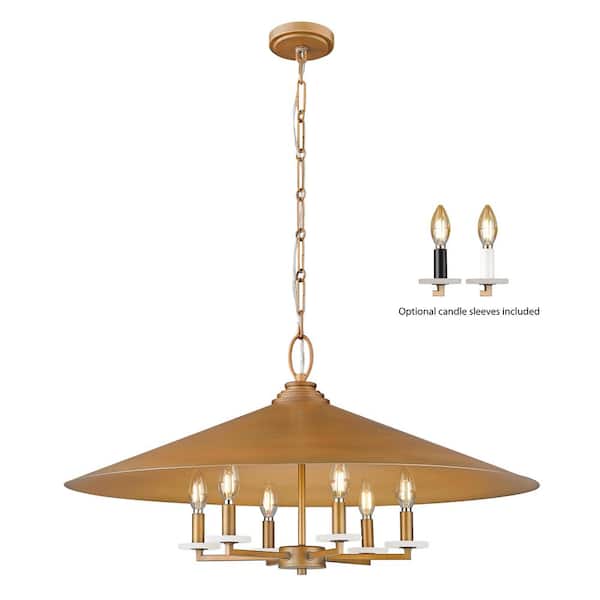 Unbranded Rialto 32 in. Signature Gold 6 Light Pendant with Signature Gold Steel Shade