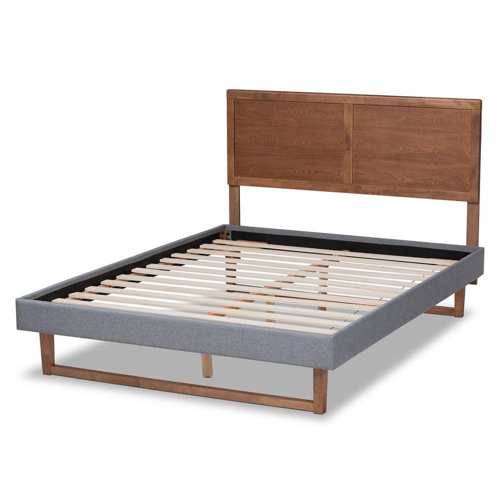 Allegra Mid-Century Walnut Brown & Dark Gray Full Platform Bed