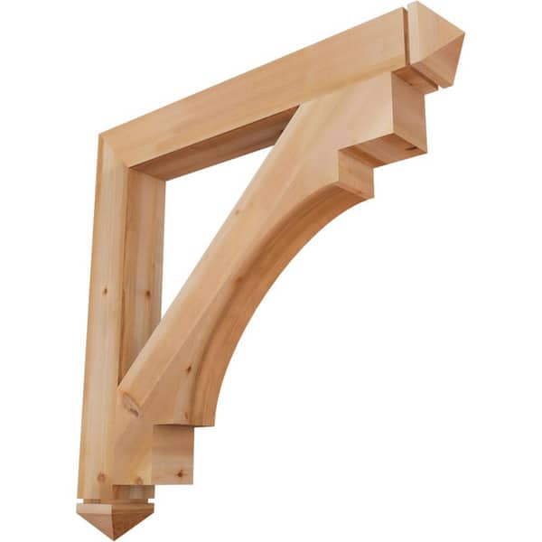 Ekena Millwork 5.5 in. x 48 in. x 48 in. Western Red Cedar Merced Arts and Crafts Smooth Bracket