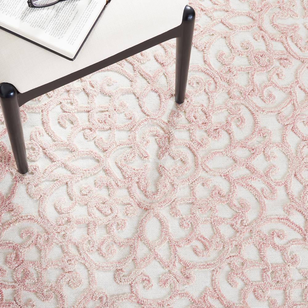 Ivory and Pink Hand-Tufted Wool 5' x 8' Area Rug