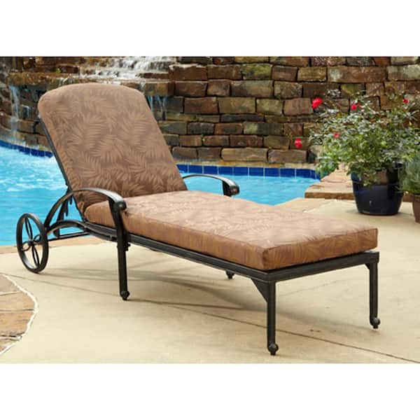 Capri Charcoal Gray Cast Aluminum Outdoor Chaise Lounge with Burnt Sierra Orange Cushion