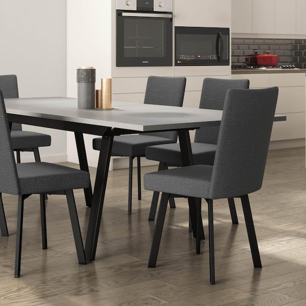Amisco Elmira Grey Woven Fabric / Black Metal Dining Chair