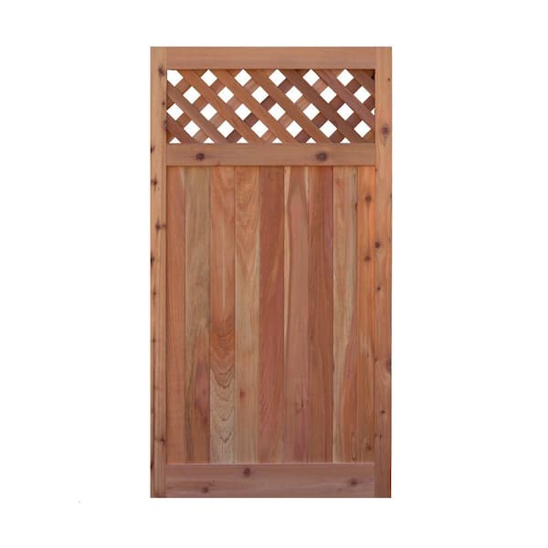 Signature Development 3 ft. x 6 ft. Western Red Cedar Flat Top Diagonal Lattice Fence Gate