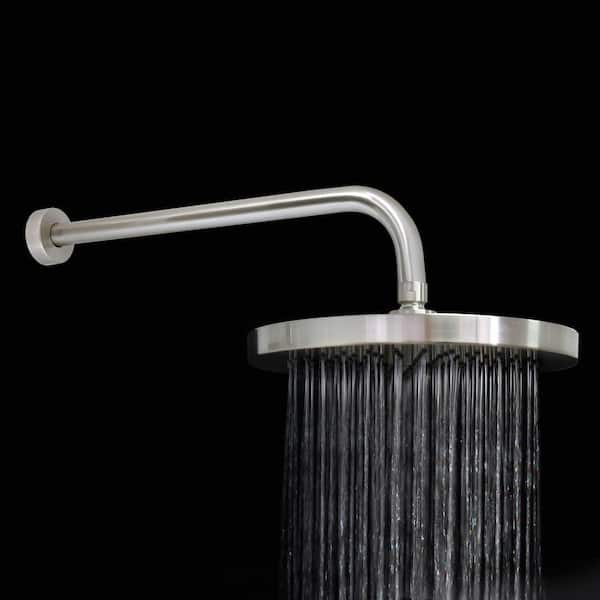1-Spray 10 in. Single Wall Mount Waterfall Fixed Rain Shower Head in Satin Nickel